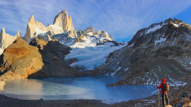 A scenic view of snowcapped mountains in Argentina.