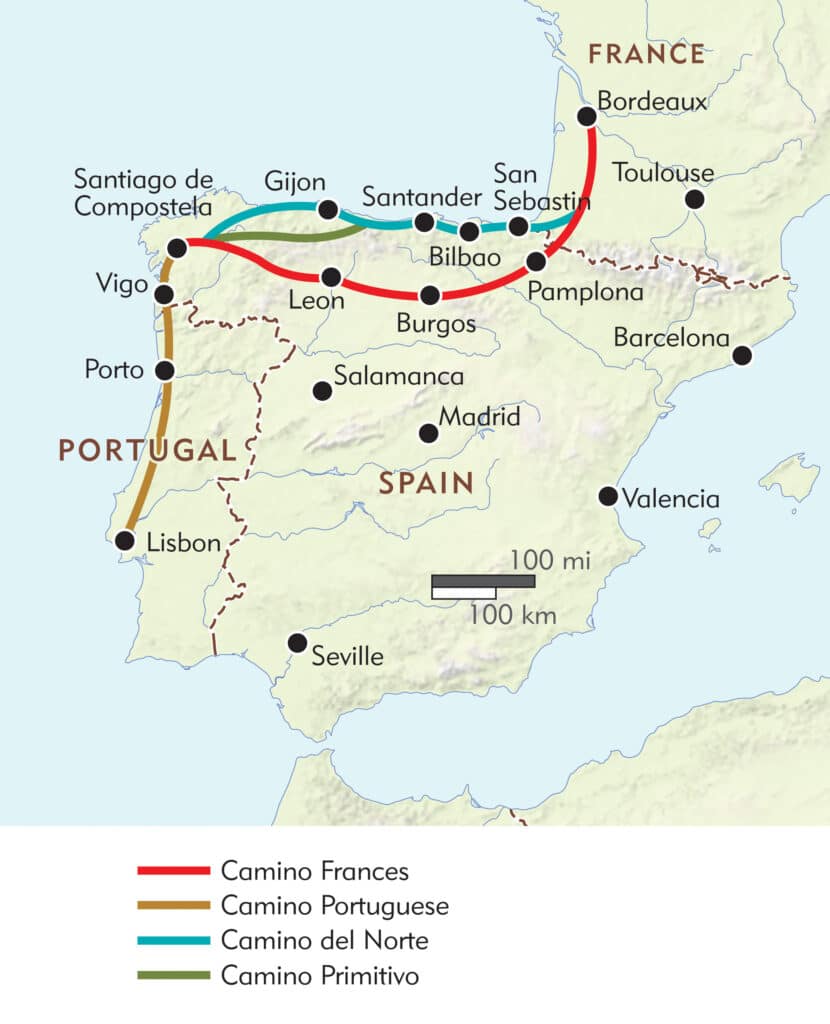 Camino de Santiago map.