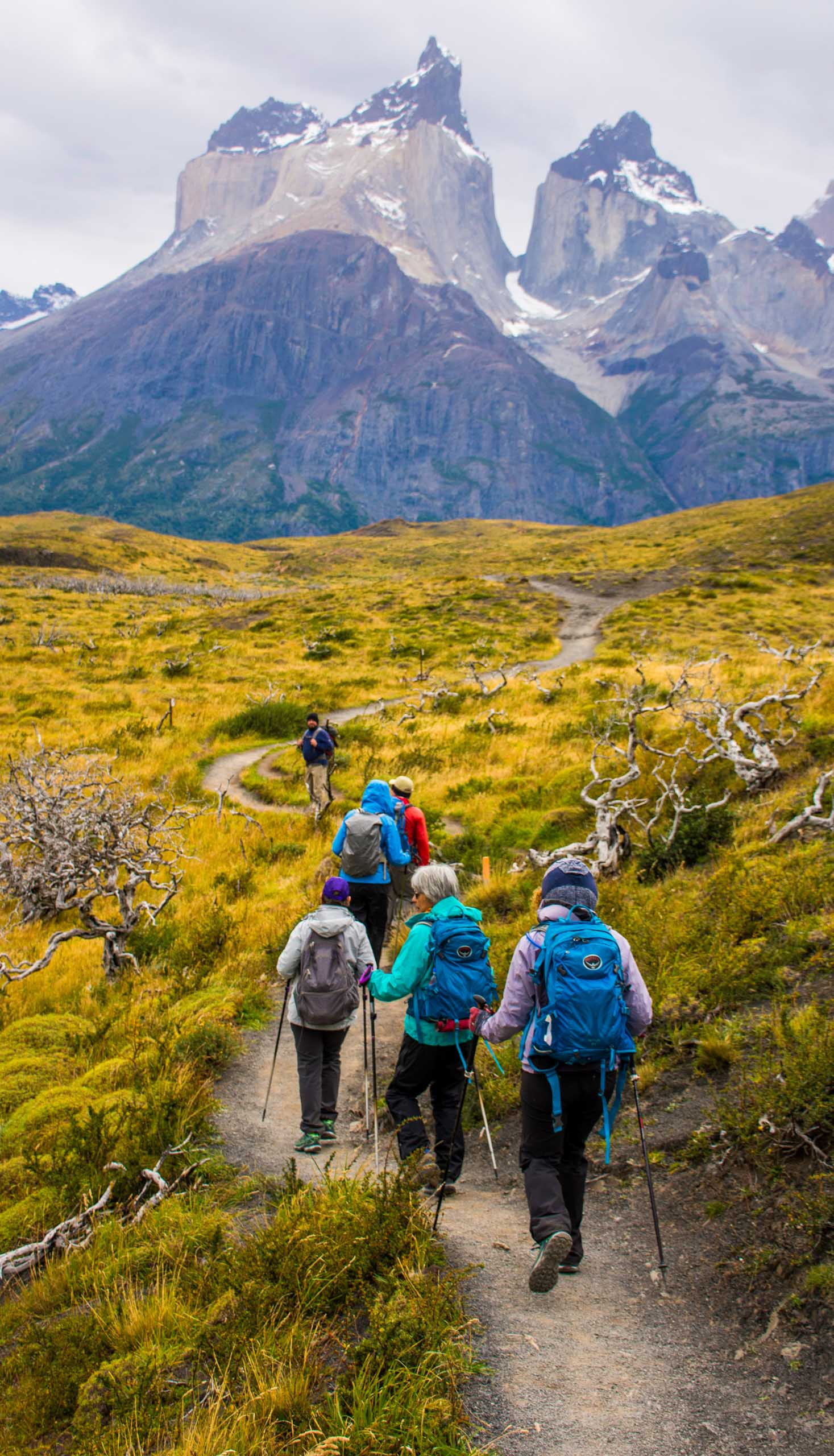 A group of people hiking in Chile.