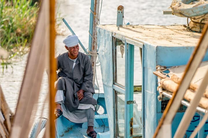 An Egyptian man on a boat.