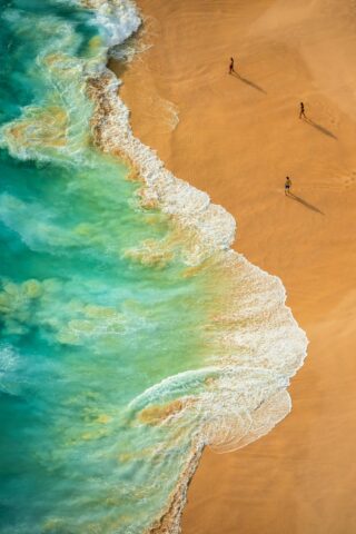 An aerial view of a beach in Indonesia.