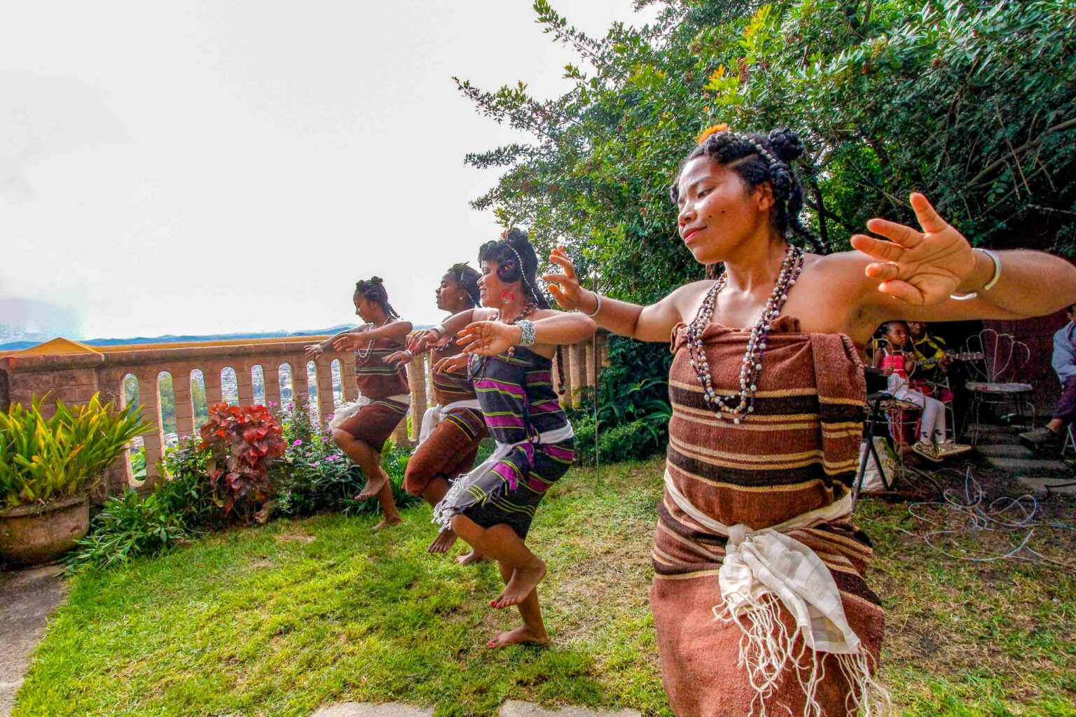 Local women dancing in Madagascar.