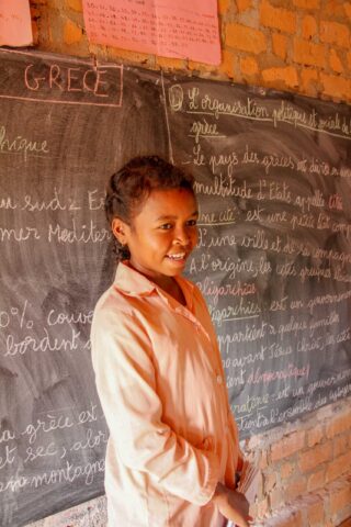 A schoolgirl in Madagascar.
