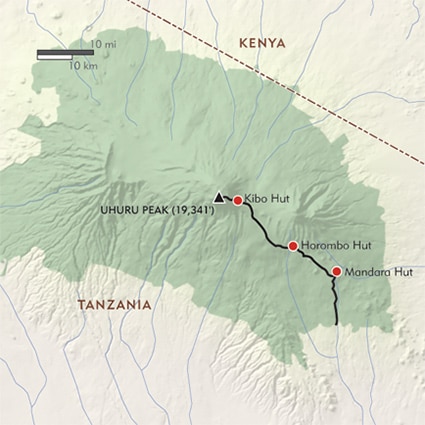 Marangu route map.