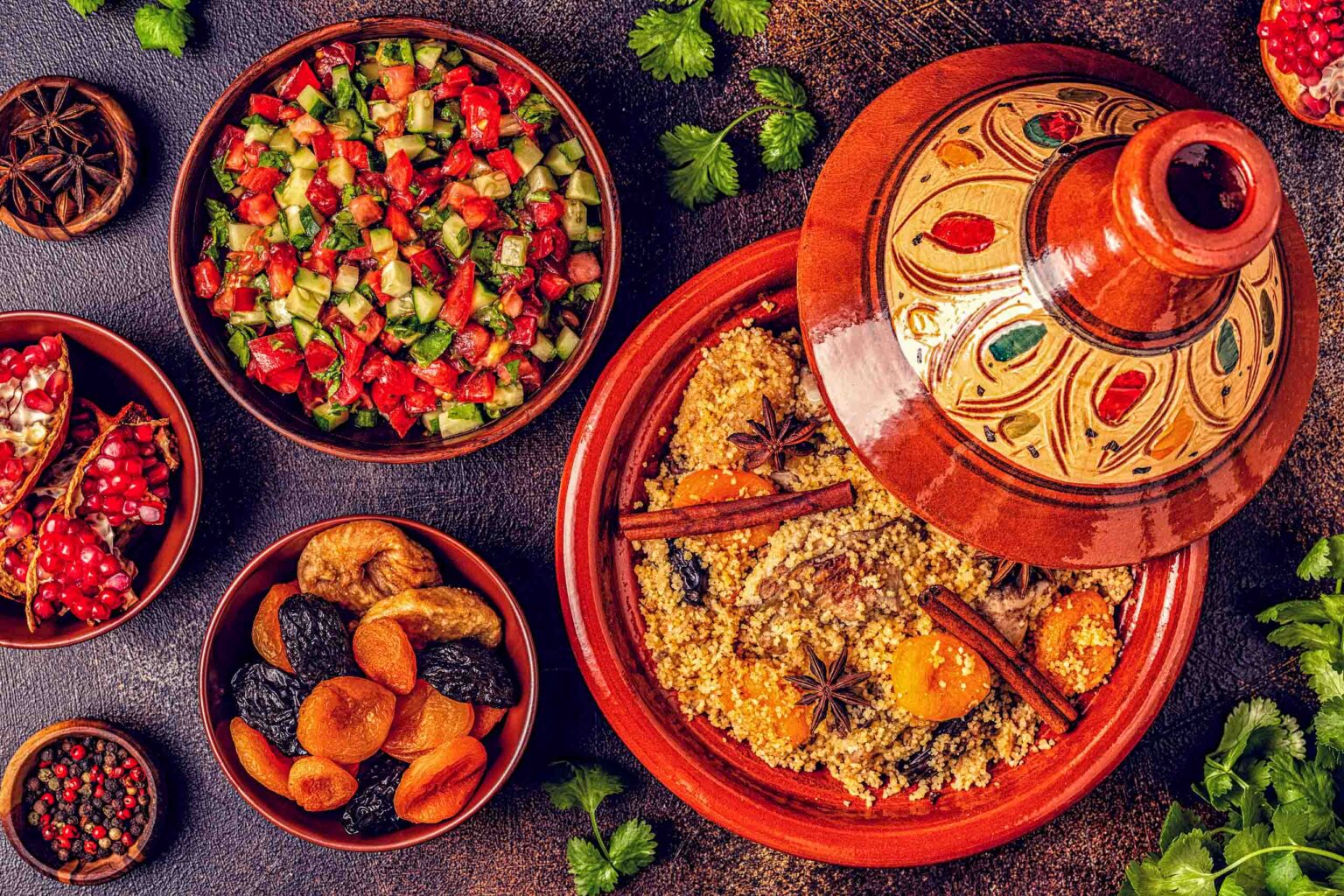 Tagine with Moroccan couscous dish.