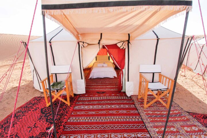 A tent on a campsite in Morocco.