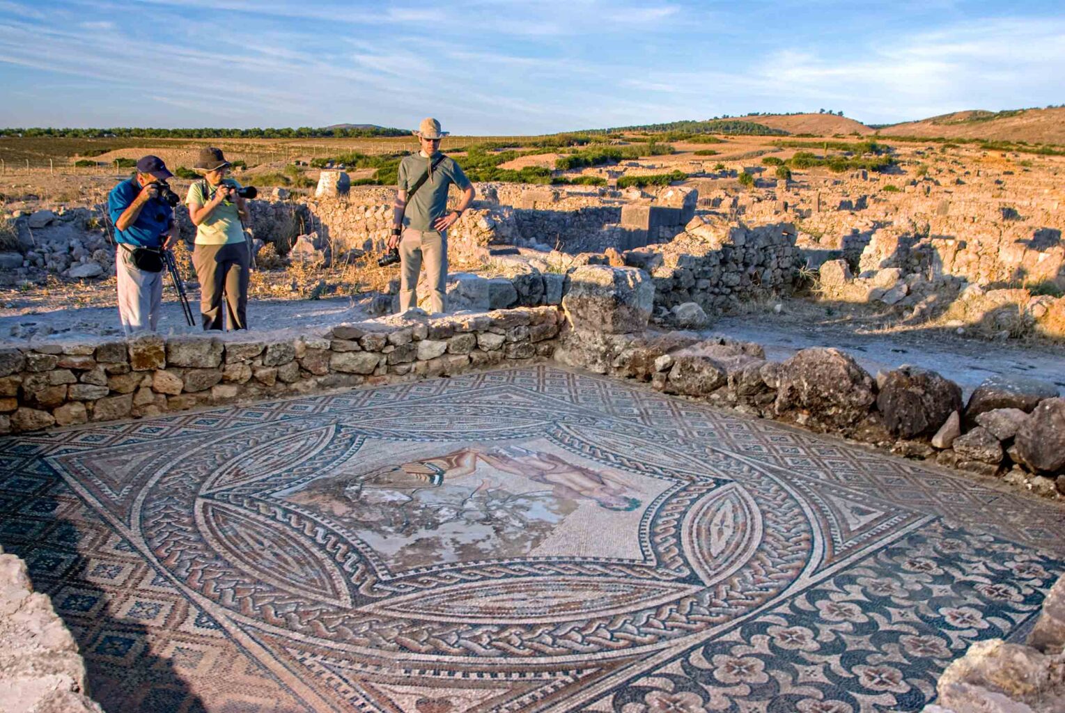 ancient Roman geometric mosaics UNESCO site Volubilis Morocco.