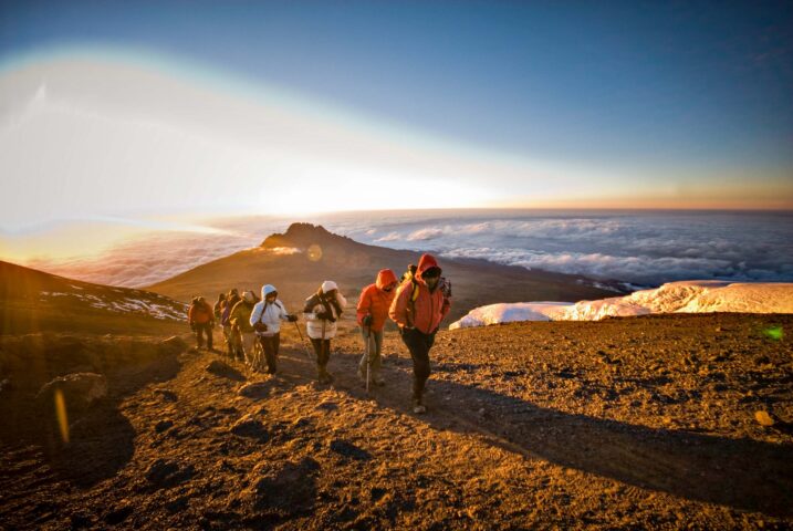 A group of hikers in Mt. Kilimanjaro.
