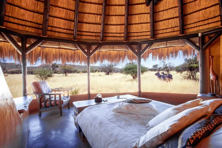 A bedroom on a campsite in Namibia.