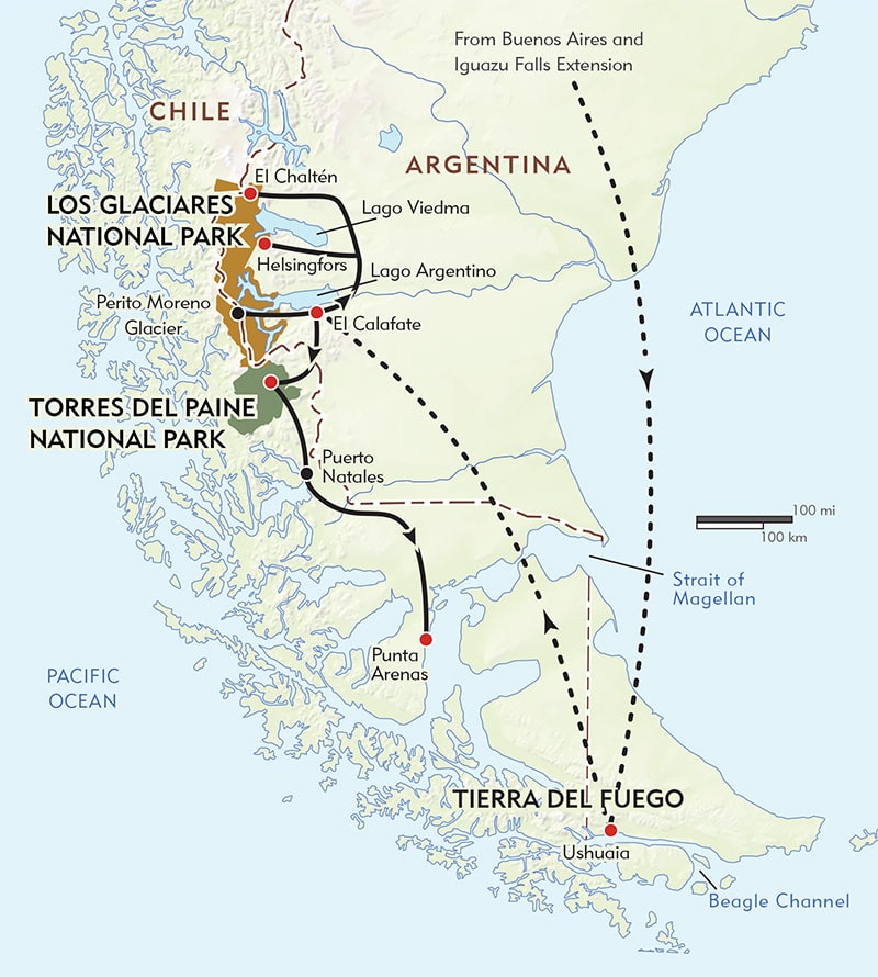 Patagonia parks map.