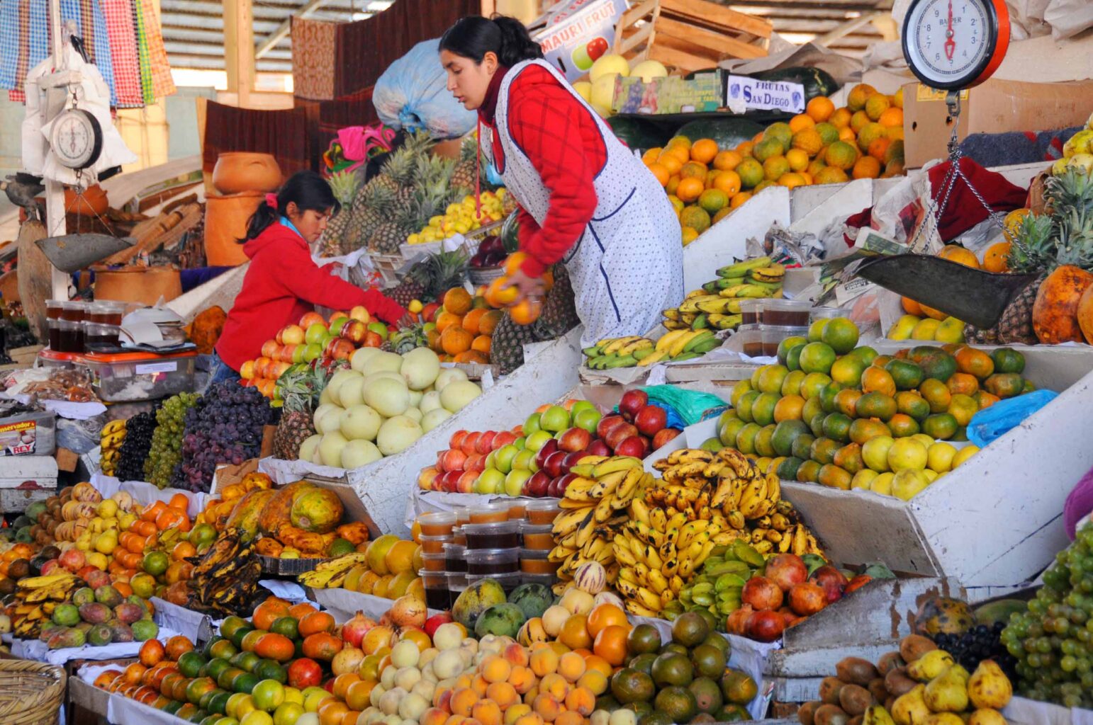 A fruit market stand in Peru.
