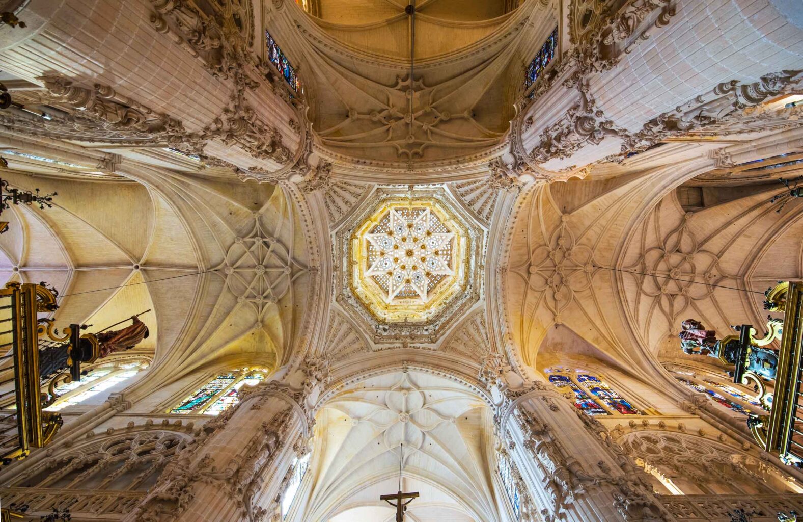 The interior of a gothic cathedral in Spain.