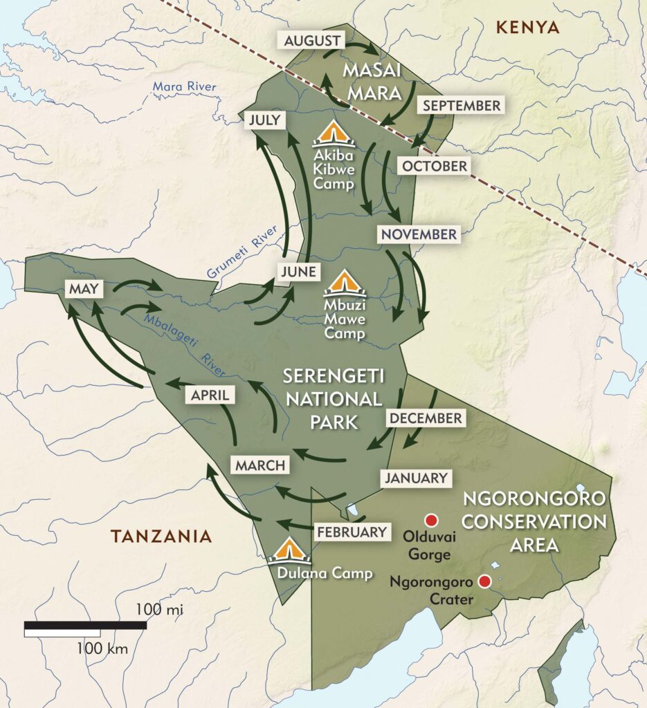 Serengeti National Park map.