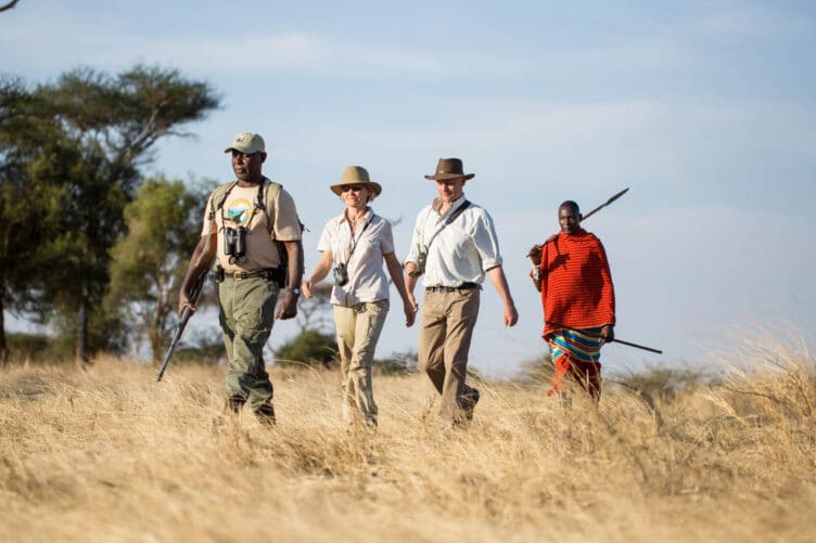 A group of travelers on a wildlife safari.