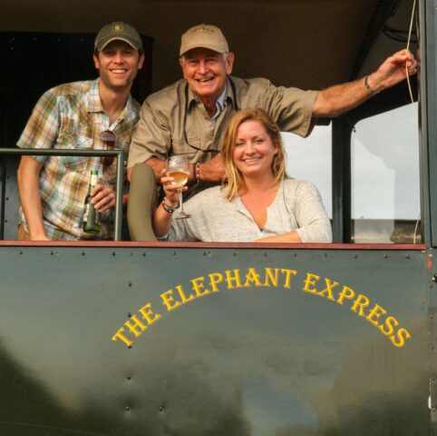 Tourists on the Elephant Express.