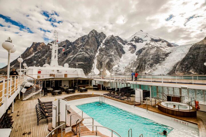 A pool on a cruise ship in the Arctic.
