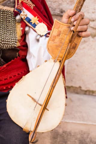 A gusle, a single string traditional Croatian stringed instrument.