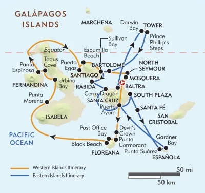 A map of the Galapagos Islands.