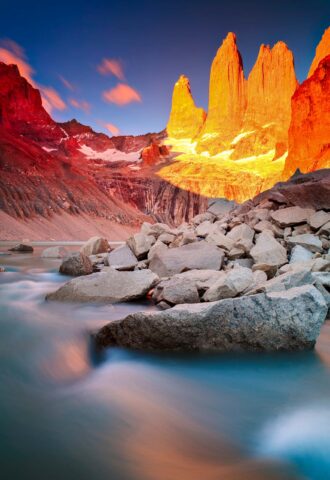 A sunset over Torres del Paine.