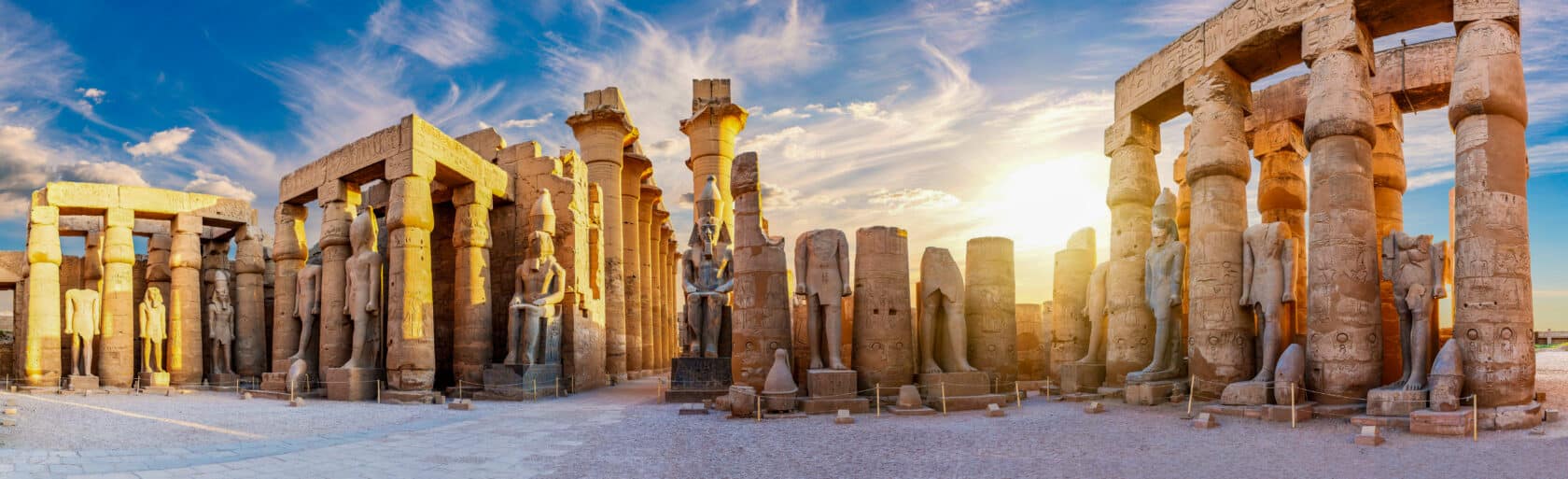 Ancient Luxor Temple, sunset panorama view, Egypt