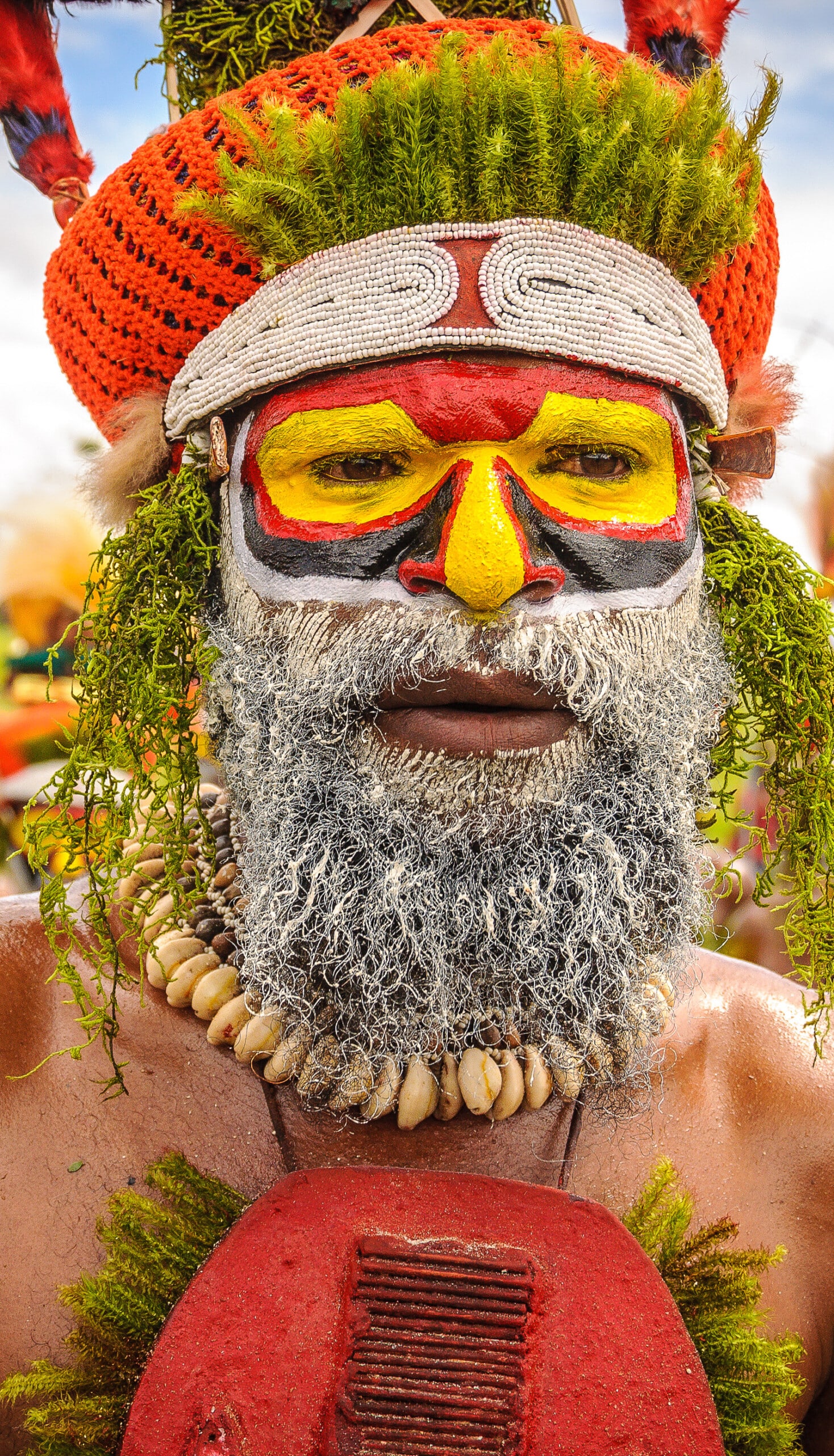 Tribal man with face paint at the Mt Hagen cultural show in Papua New Guinea