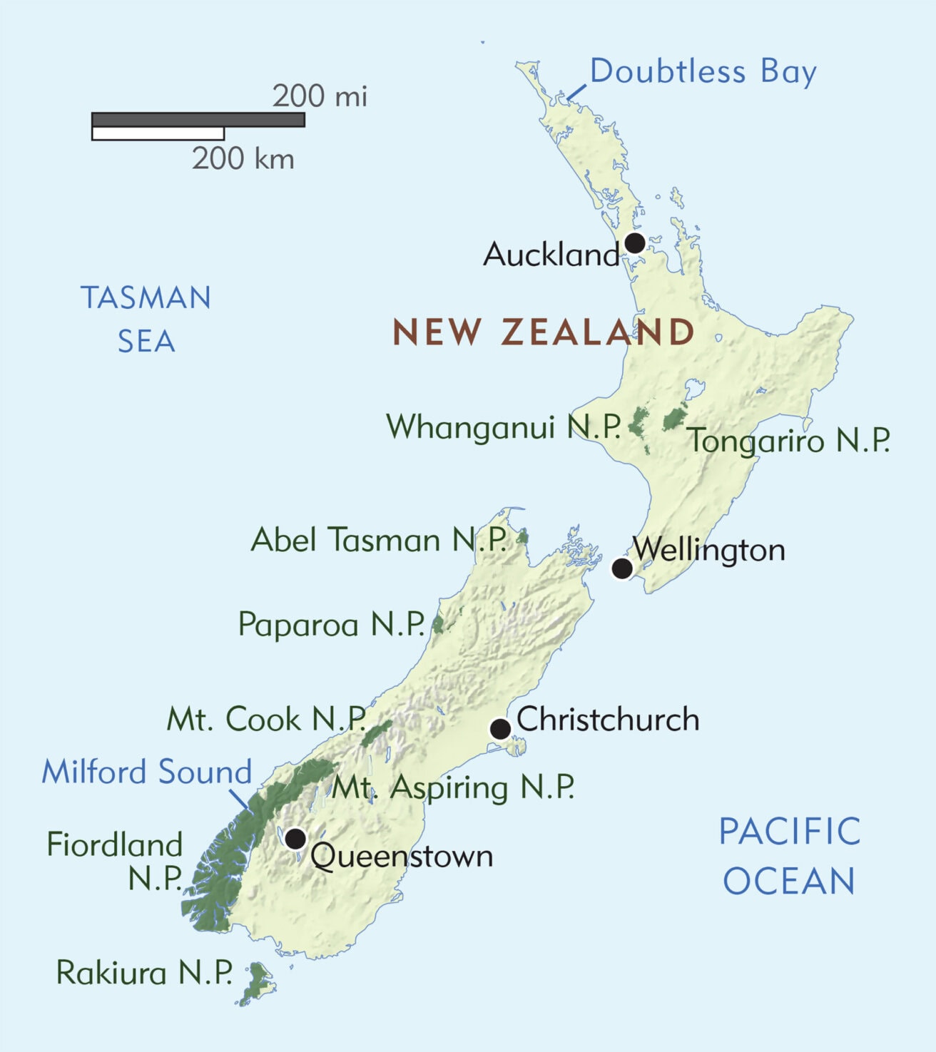 New zealand National parks map